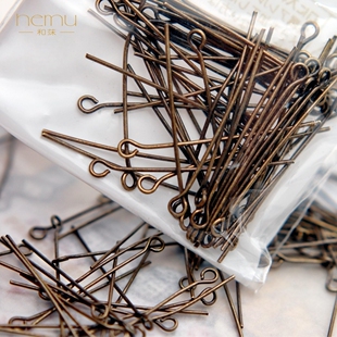 日本贵和金古美金铜色9字针固定针大头针diy饰品配件耳环项链基础