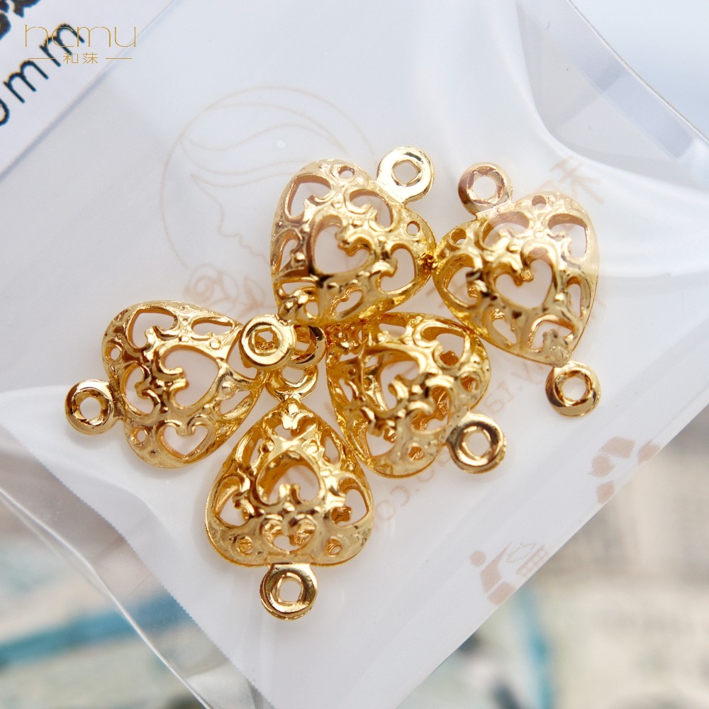diy饰品配件 15mm铜镀金镂空桃心花纹立体爱心双挂连接件耳环手链,饰品/流行首饰/时尚饰品新,其他DIY饰品配件,淘宝优惠券,粉丝福利购,淘宝优惠卷