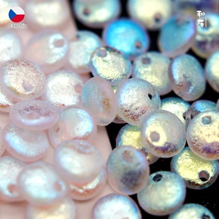 捷克进口6mm透明蛋白单挂孔琉璃扁豆珠耳环手链高品质diy饰品配件