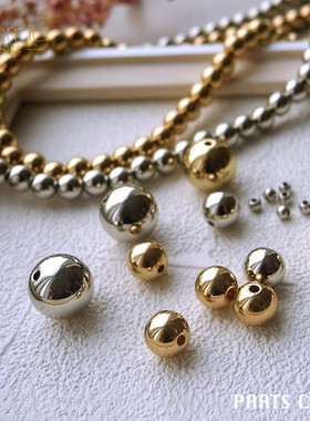 diy饰品配件 日本partsclub镀金CCB树脂全孔圆珠耳环项链串珠轻盈