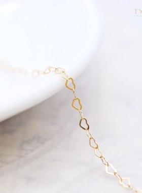 美国进口14KGF包金注金持久保色桃心链心形链爱心散链diy饰品配件