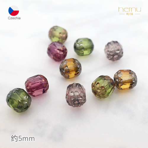 捷克进口八面金边5mm古董珠diy