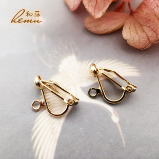 di饰品配件 日本贵和kiwa铜镀金三角弹簧夹耳环4mm半球头原包装