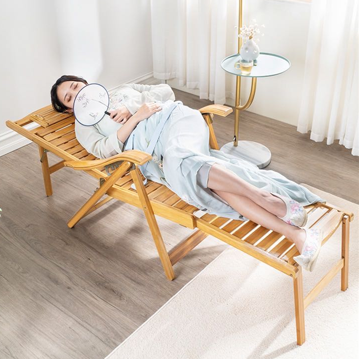 竹躺椅折叠午休阳台家用休闲椅子老人午睡椅懒人沙发实木靠背藤椅