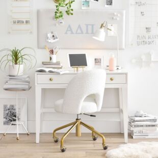 简约现代书桌白色实木带镜梳妆台女生小户型化妆桌带抽屉写字桌