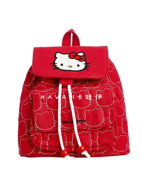Hello Kitty绗缝双肩包红-不退换