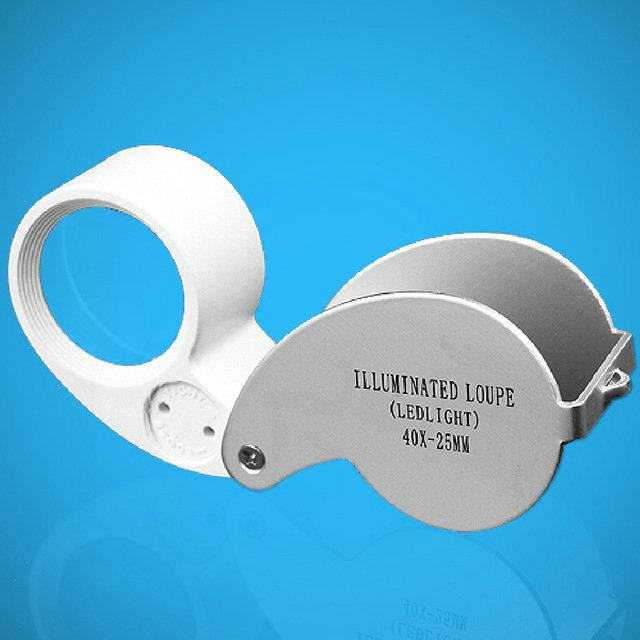 带灯高清40倍放大镜 便携式高倍珠宝玉石古玩鉴定验钞放大镜 包邮