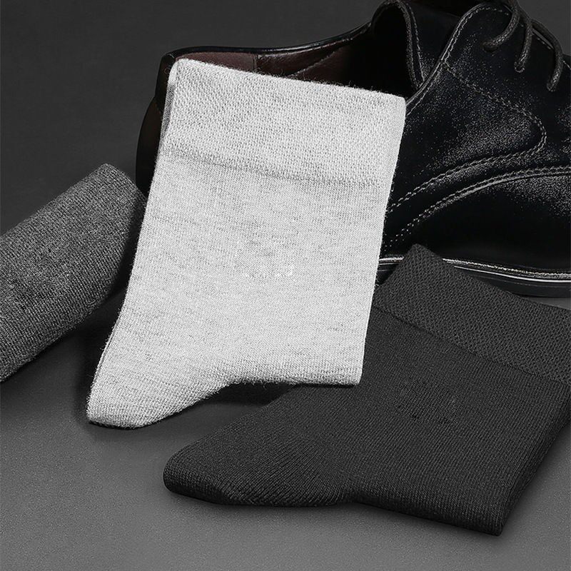 SOCKS MENS MEDIUM CUT SOLID COLOR ANTI-ODOR SWEAT ABSORBENT BREATHABLE THIN SOCKS SPRING SUMMER MENS SOCKS BLACK BUSINESS MENS SOCKS