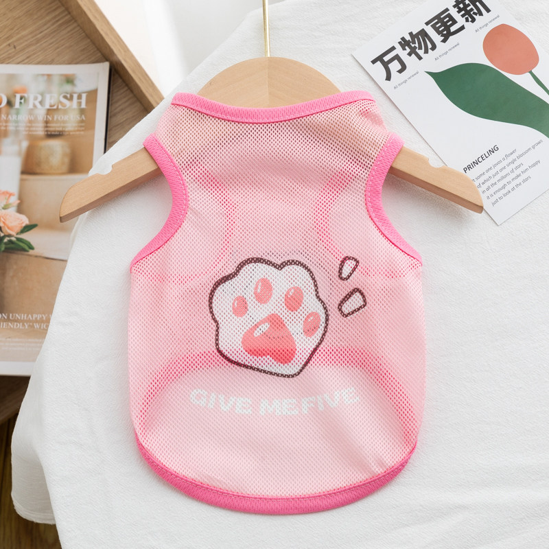 可牵引夏天薄款狗狗衣服大网眼背心宠物背心法斗泰迪小型犬猫咪衣