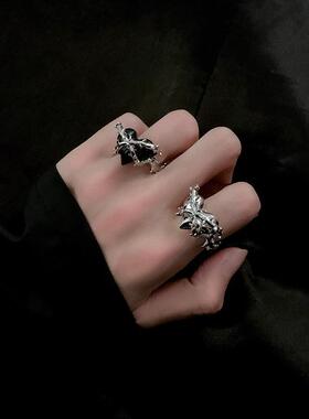 指环荆棘爱心指环金属小众设计