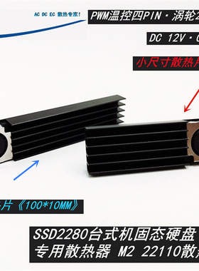 2006四线温控SSD2280台式固态硬盘12V散热器M2 22110散热片带风扇
