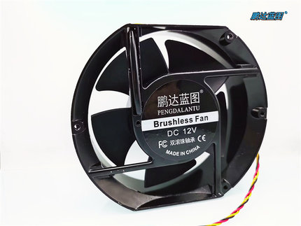 鹏达蓝图17251焊机柜散热器12V 1.75A双滚珠大风量172*51MM调速器