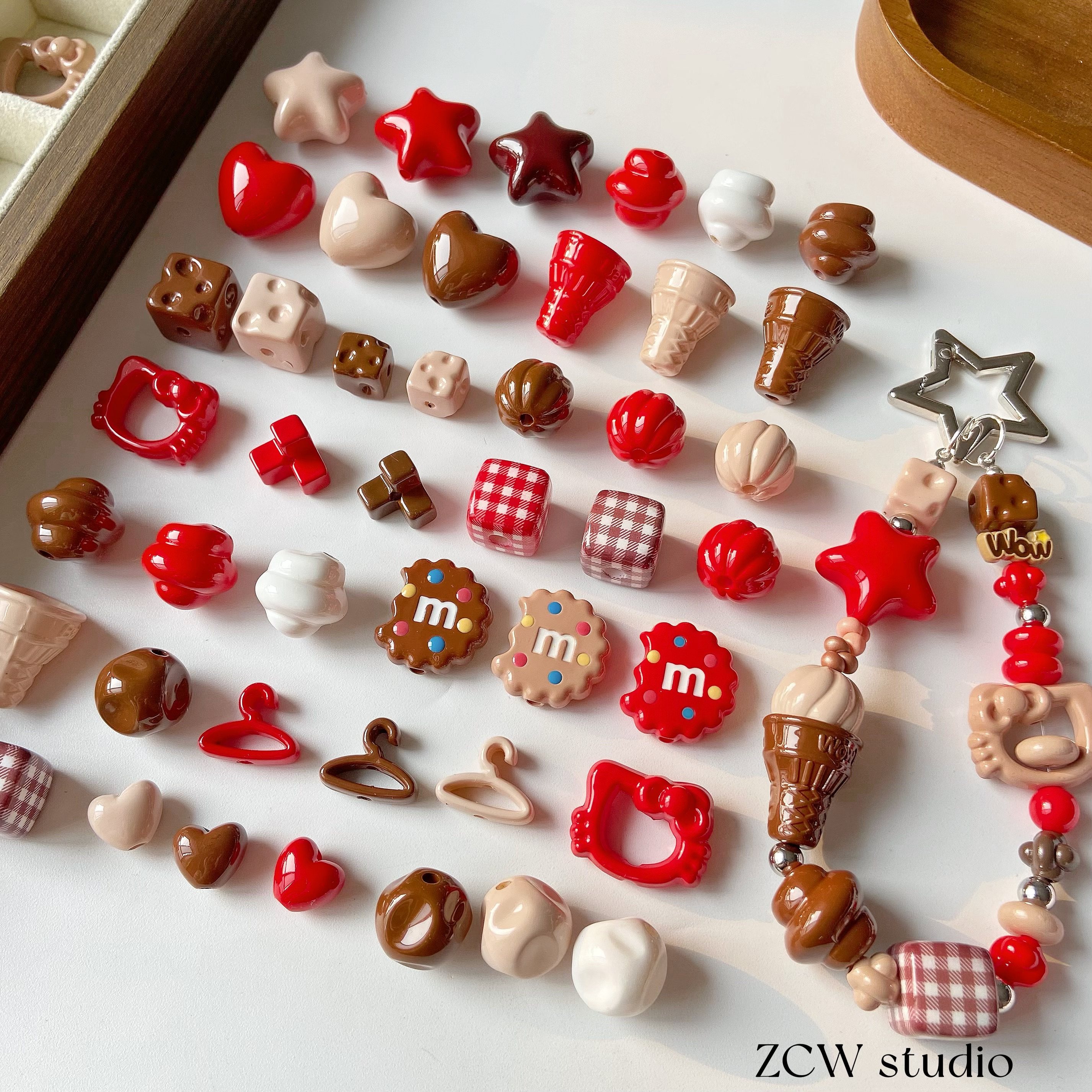 红咖色系亚克力烤漆冰淇淋星星串珠手机链钥匙扣散珠diy配件材料,饰品/流行首饰/时尚饰品新,其他DIY饰品配件,淘宝优惠券,粉丝福利购,淘宝优惠卷