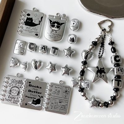 ins哑光雾面CCB印刷星星方块散珠