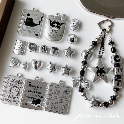 ins哑光雾面CCB印刷星星方块散珠