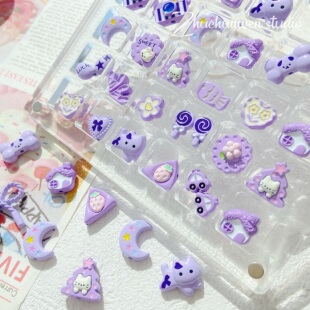 【沁心葡萄】紫色系合金月亮蝴蝶结骨头可爱diy手工串珠材料配件