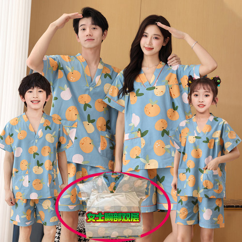 纯棉亲子汗蒸服女洗浴服男儿童宝宝汤泉衣服桑拿按摩足浴服养生服