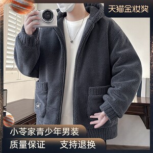 啄木鸟冬季新款学生羊羔毛棉衣男装颗粒绒棉袄加厚摇粒绒棉服外套
