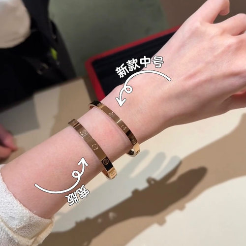 V金CNC高版本love手镯窄中宽版新款女厚镀18K玫瑰金情侣手环