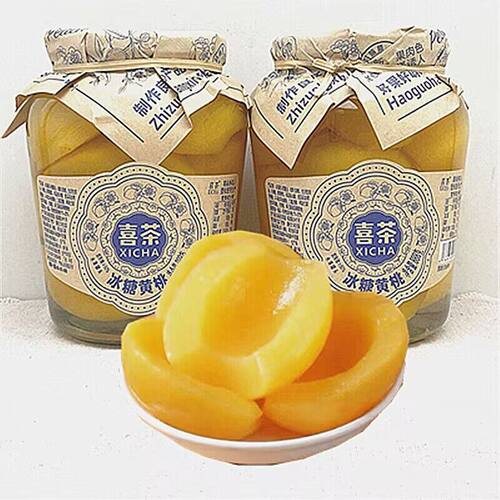 喜茶黄桃罐头888g玻璃瓶水果罐头饮料宴会酒席甜品烘焙休闲零食