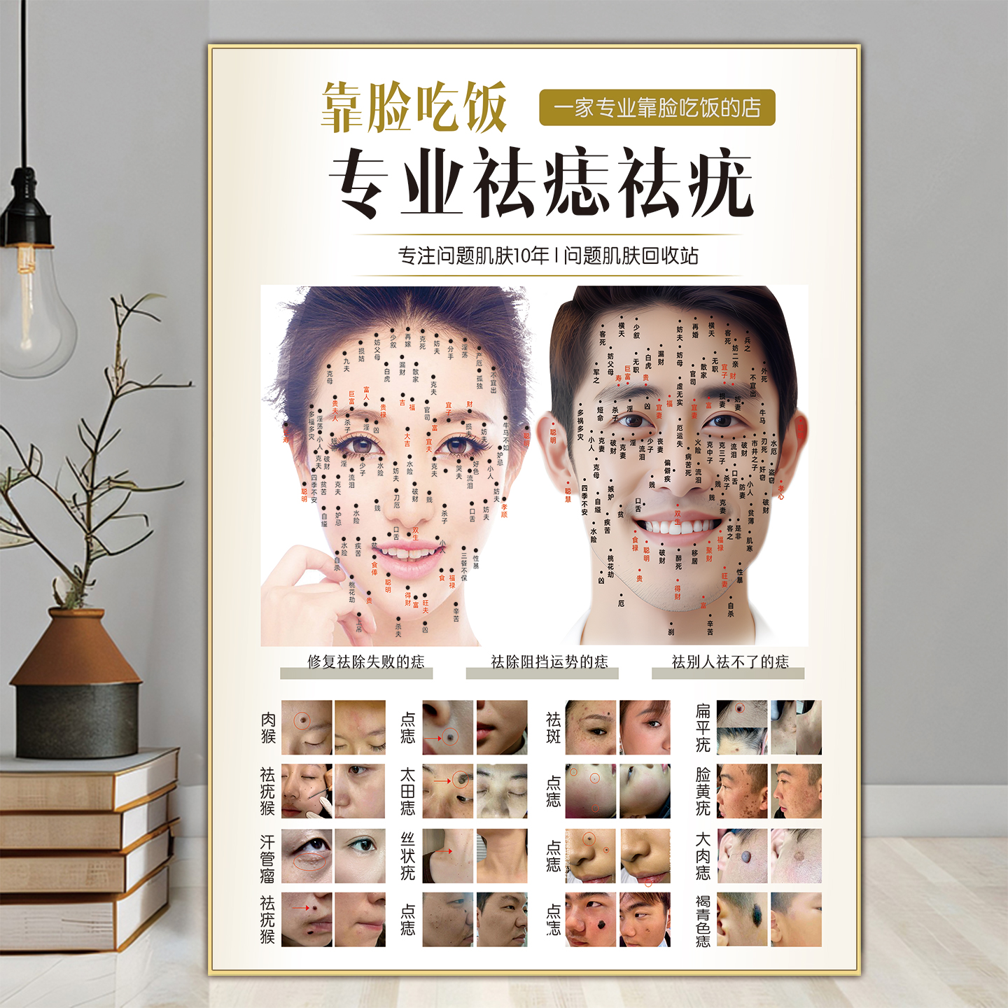 祛痣祛疣广告男女面痣图痣疣海报