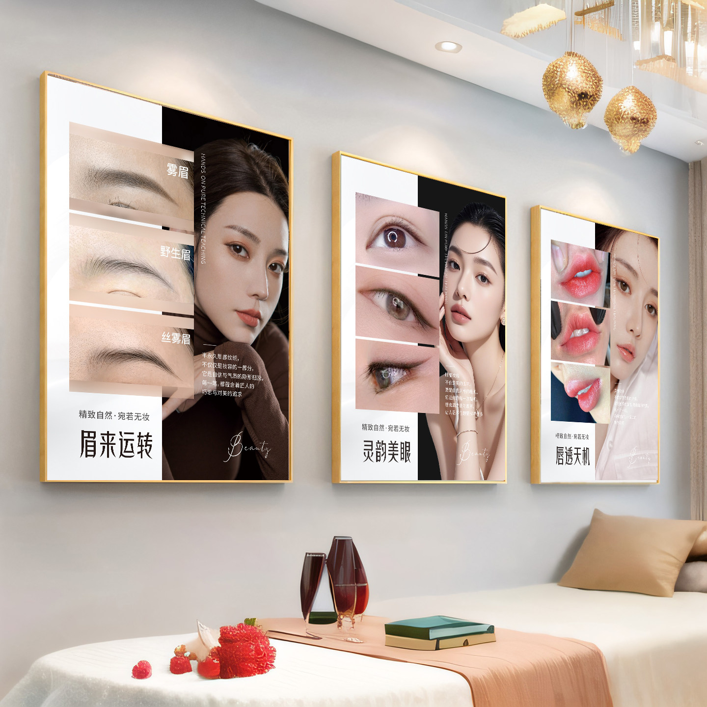 纹绣海报宣传图眉眼唇挂画纹眉广告图片美容kt板美甲美睫店墙壁画