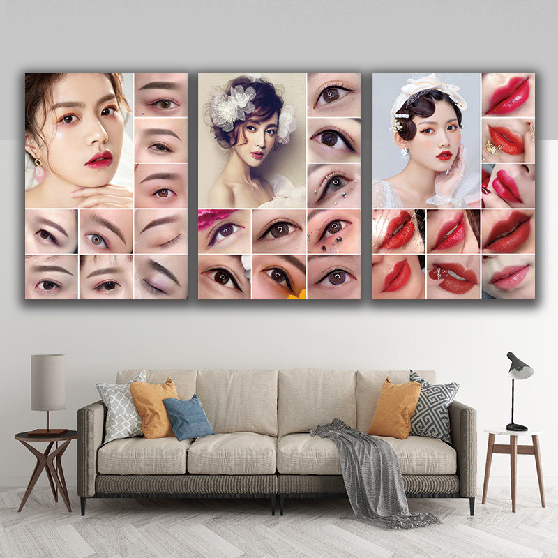 纹绣海报宣传图墙壁画工作室眉毛图眉眼唇装饰画图片挂画纹眉广告