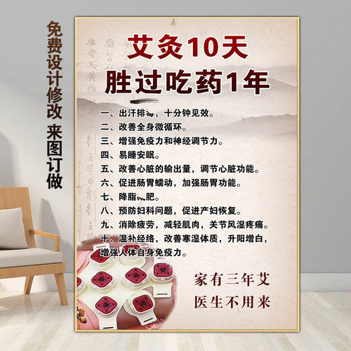 艾灸养生海报推拿广告图理疗挂画