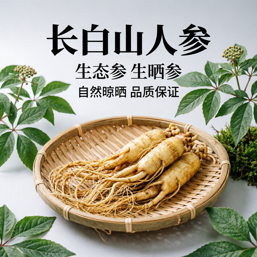 长白山人参整根生态参带须生晒参白参干人参泡酒专用煲汤送礼吉林