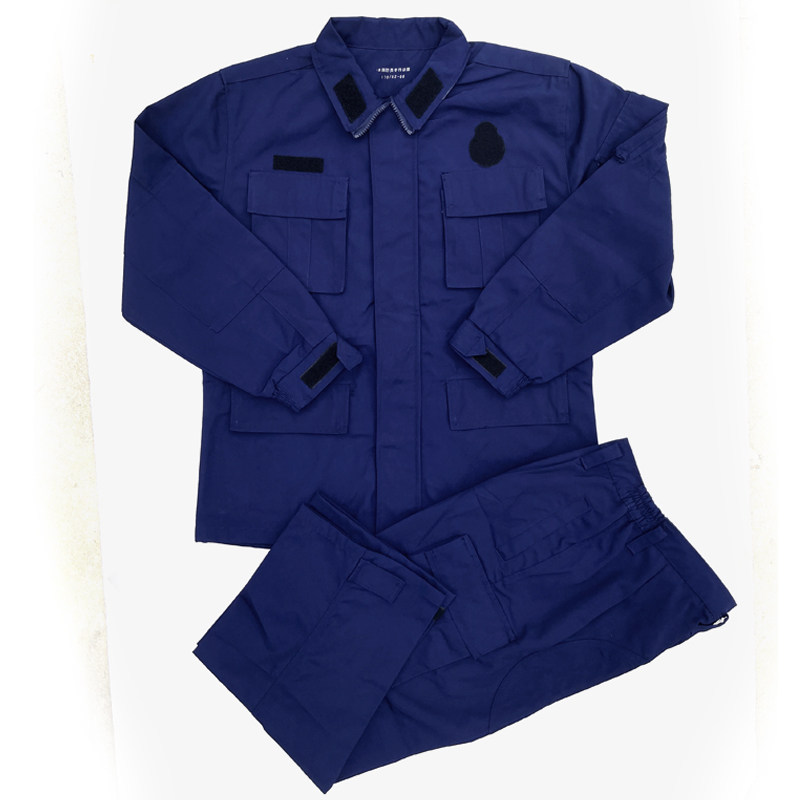 消防作训服火焰蓝色夏季训练服冬季救援备勤加厚耐磨工作服套装男