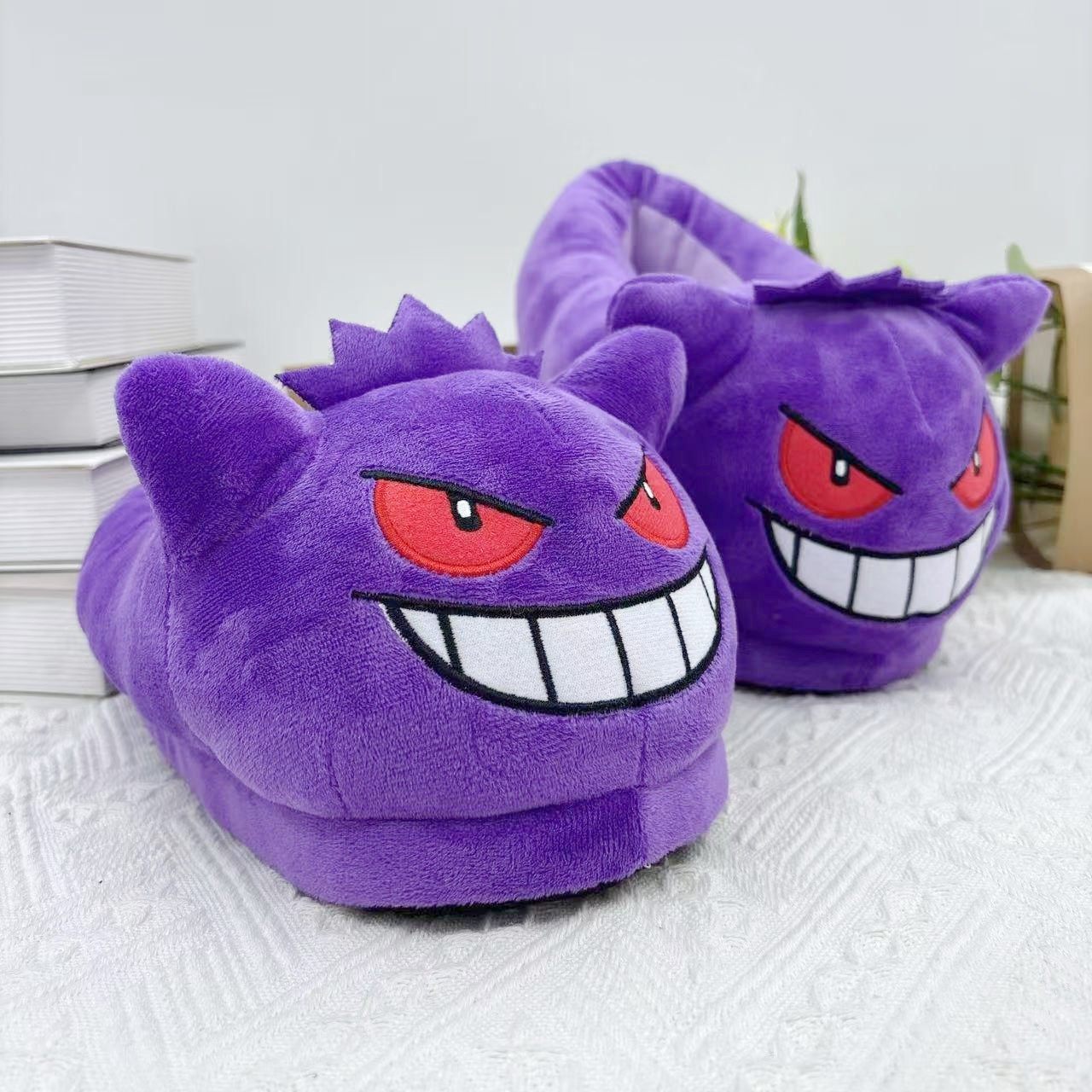 秋冬季动漫游戏周边宠物家族耿鬼毛绒拖鞋居家室内防滑保暖棉拖鞋,女鞋,棉鞋,淘宝优惠券,粉丝福利购,淘宝优惠卷