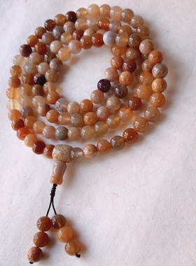 天然印尼珊瑚玉化石108颗多圈手链佛珠菊花石珊瑚玉男女款手串