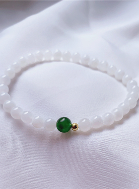 原创天然全玉化贝壳单圈佛珠手链