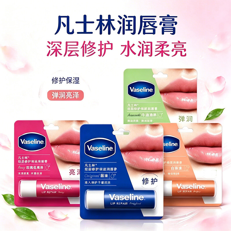 Vaseline凡士林滋养修护润唇膏缓解唇部干裂滋润保湿修护男女通用