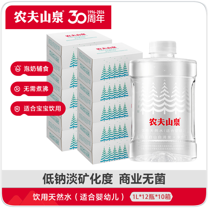 【农夫山泉官方旗舰店】农夫山泉天然水(适合婴幼儿)1L*12瓶*10箱 - 实物图
