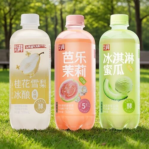 茶小开轻汽湃气泡500ml冰淇淋蜜瓜芭乐茉莉桂花低糖饮料