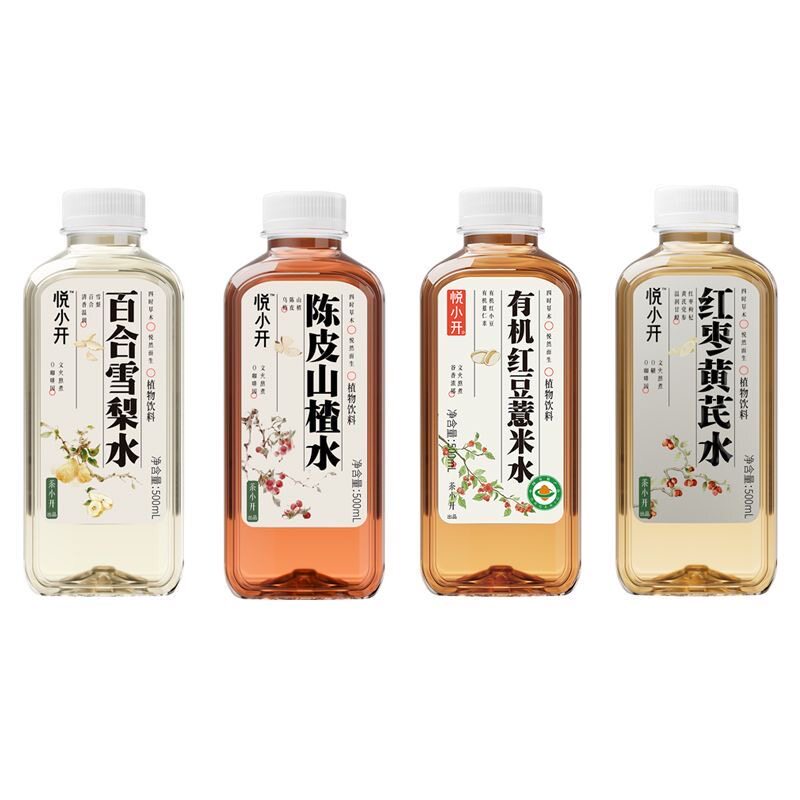 悦小开红豆薏米水500ml瓶装柚子菊花罗汉果桂圆陈皮山楂植物饮料