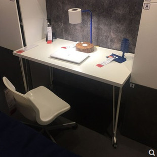 宜家代购拉格开普克瑞尔桌子书桌电脑桌学习桌办公桌带脚轮