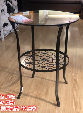 宜家代购克林斯伯边桌客厅茶几钢化玻璃双层黑色边桌角几