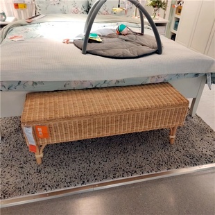 宜家代购托克宁带储物长凳床尾凳手工制作藤条门厅田园鞋凳储物凳
