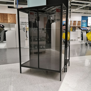 宜家国内代购鲁德斯塔玻璃门柜展示柜储物文件柜办公收纳餐边柜