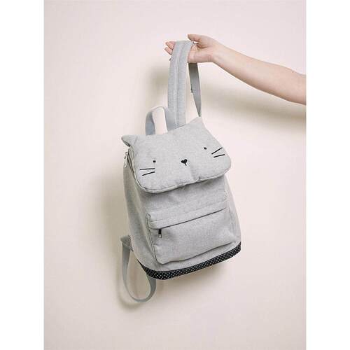 中古风猫咪刺绣休闲简约轻便休闲双肩背包日式书包布包