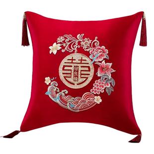 高饰婚结婚抱枕字喜抱枕一对档婚房布 床上靠枕沙发靠垫婚礼新房装
