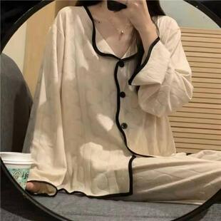 春秋生新睡款 长家居服WUX套 ins衣女日系甜美学少女休闲裤 简约长袖