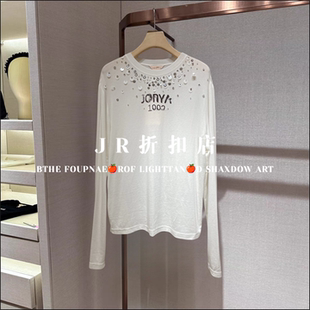 休閑亮片釘珠字母長(zhǎng)袖 百搭寬松T恤女上衣XRJ4T02C 新款 2025年秋季