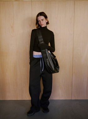 2025秋季新款女装裤日系小众高腰宽松休闲女空气层女裤百搭显瘦裤