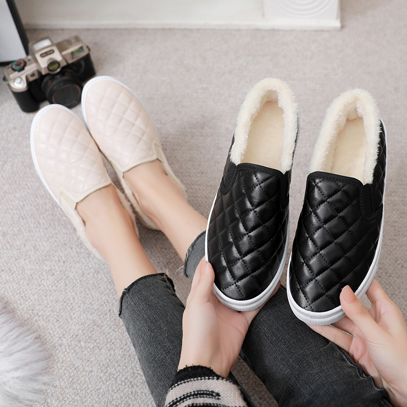 冬季新款2025舒适百搭加绒加厚保暖棉鞋女防滑毛毛鞋一脚蹬懒人鞋