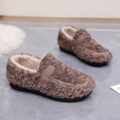 防滑软底毛毛鞋女2025冬外穿保暖学院风勃肯鞋一脚蹬豆豆棉鞋女鞋