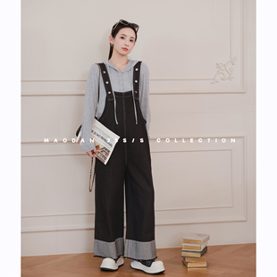 娜娜 棉 孕期穿搭孕妇装 春夏装 猫单 新减龄背带裤 海伦游记