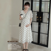 泰晤士浪漫 洋气中长款 娜娜 夏季 连衣裙 孕期穿搭孕妇装 猫单